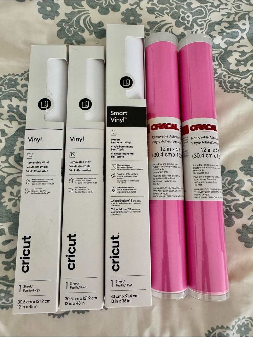 Cricut Vinyl Boxes with Bright Pink Oracal Rolls